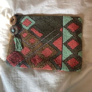 Anthropologie large beaded clutch